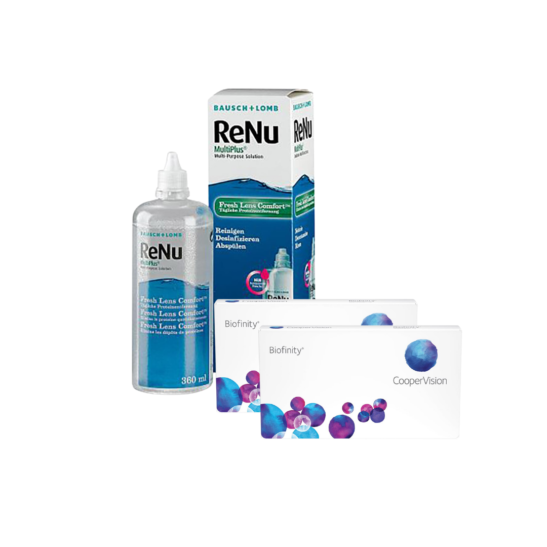 2 Cx Biofinity 3 lentes + Renu 300 ML