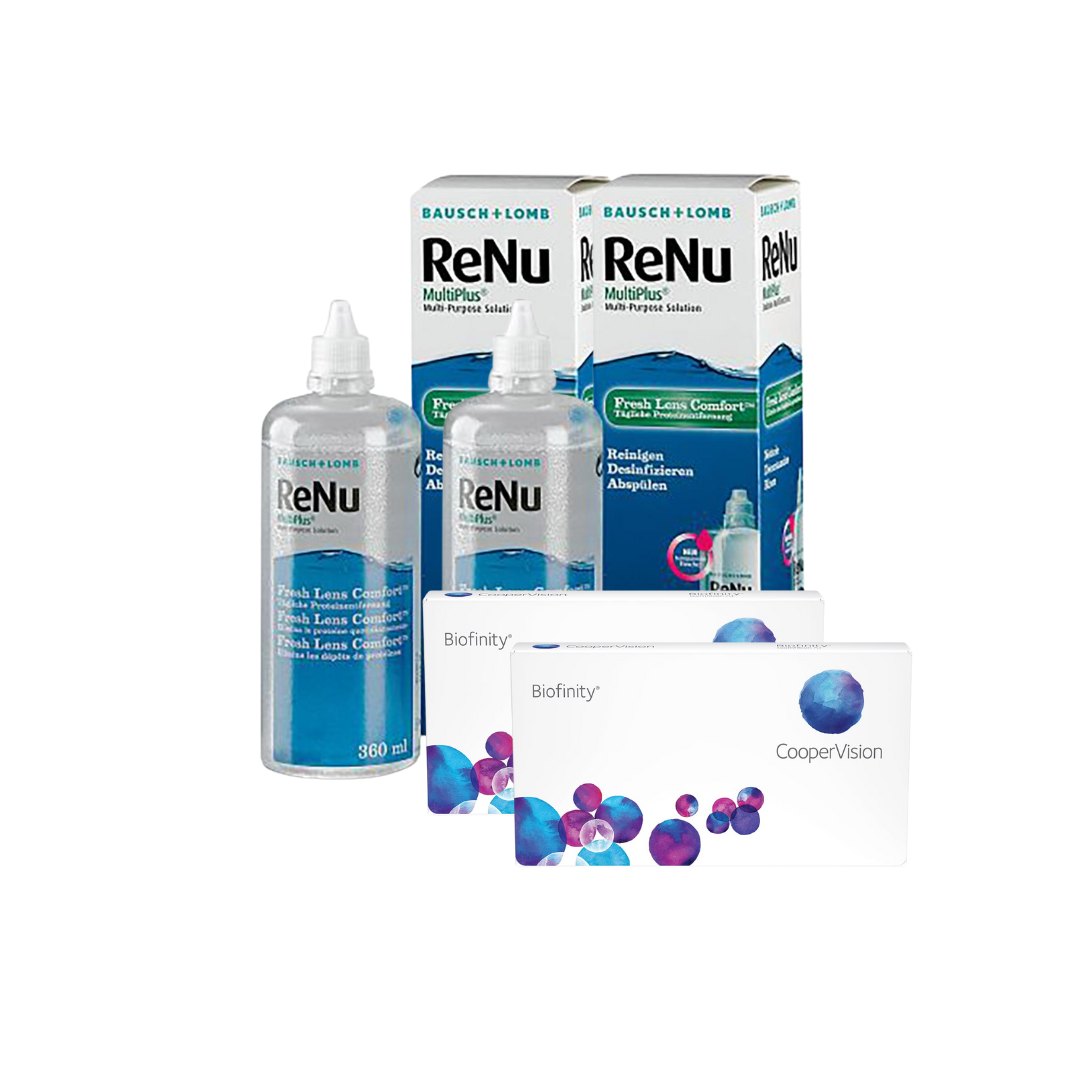 2 Cx Biofinity 6 lentes + 2x Renu 300 ML